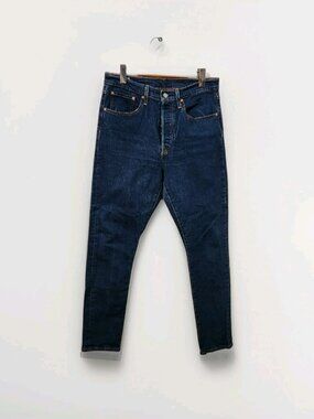 Levis 501 S Premium Denim Skinny Blue Dark Wash Big E Button Fly Mens 31x32